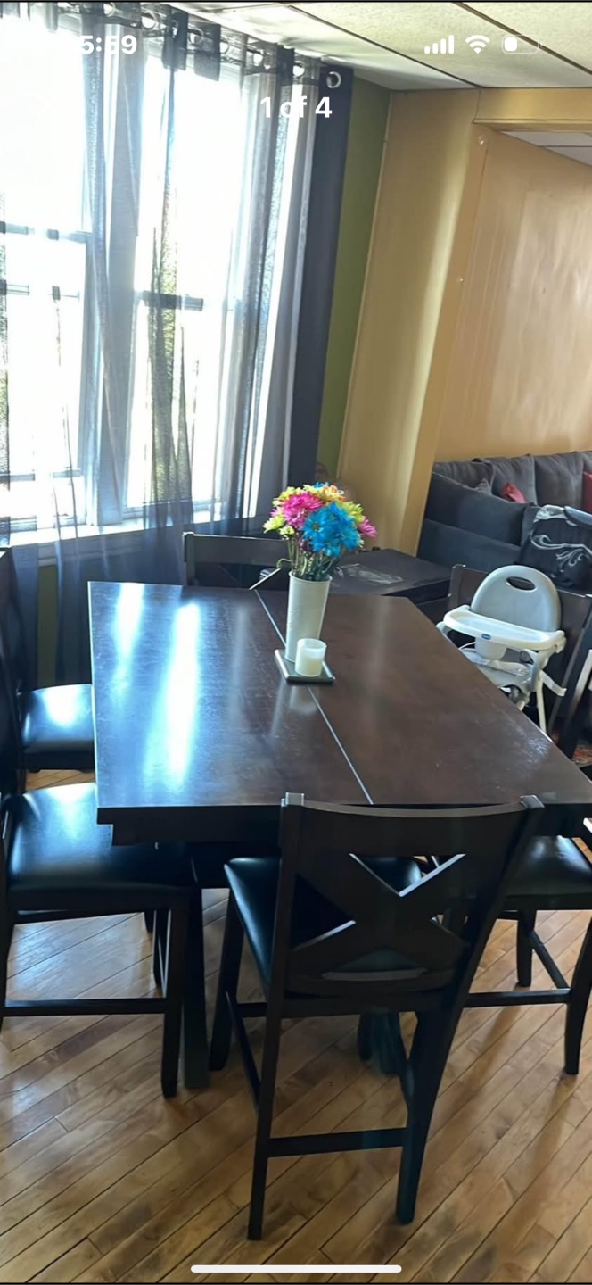 Dark Brown Dining Table Set with 4 Chairs