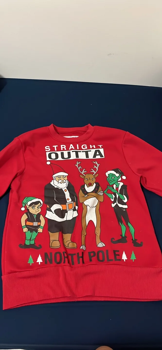 Red Christmas Sweater - Straight Outta North Pole image indicator(2)