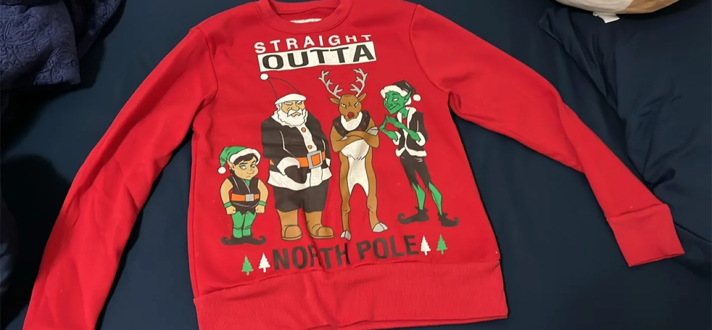 Red Christmas Sweater - Straight Outta North Pole