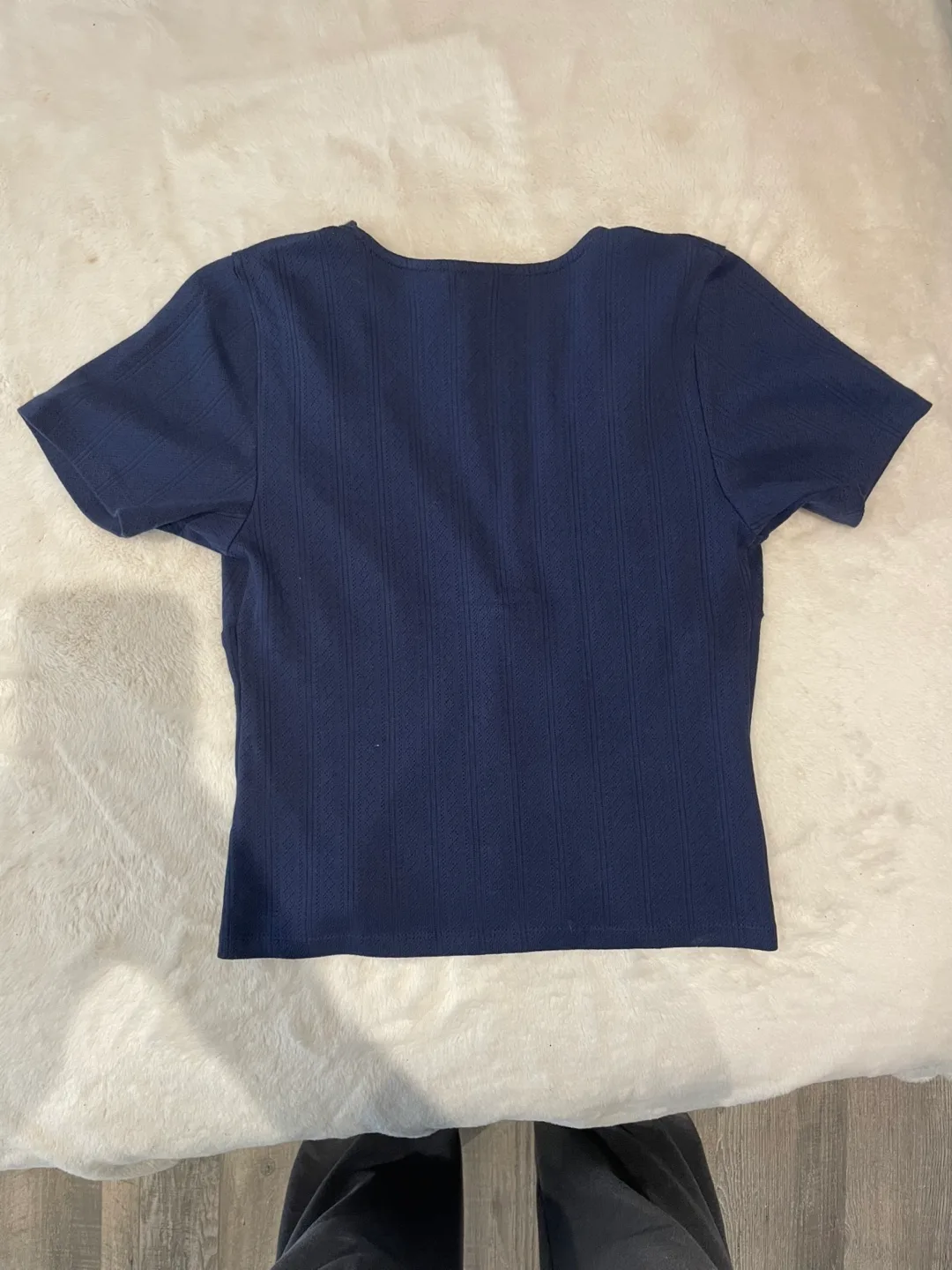 Navy Blue Button-Up Crop Top image indicator(5)