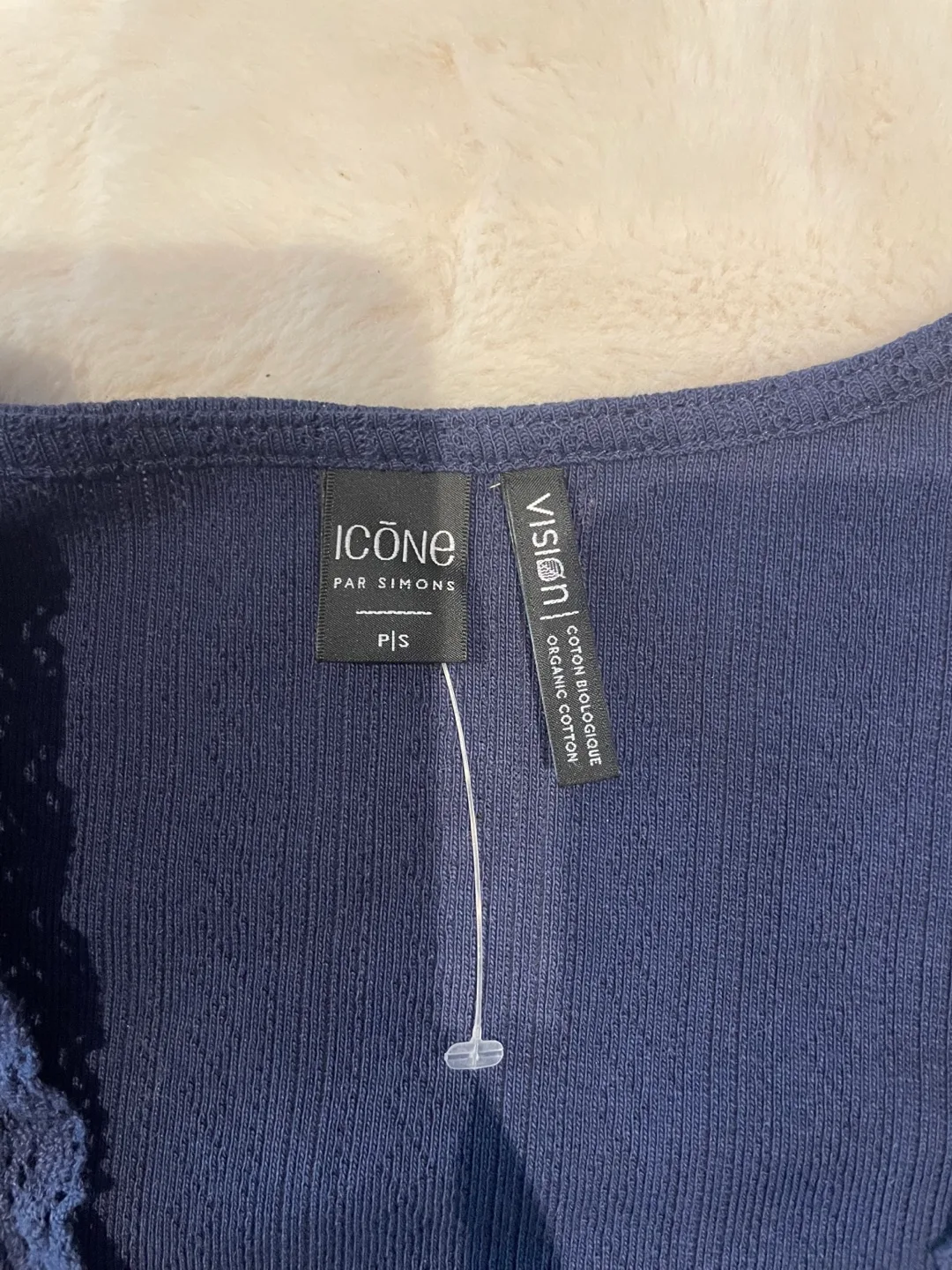 Navy Blue Button-Up Crop Top image indicator(4)