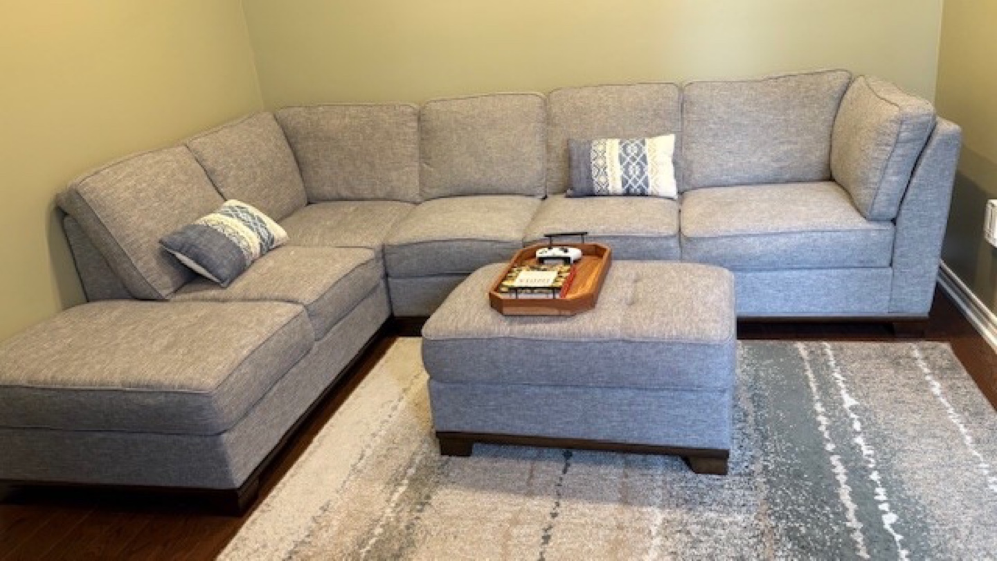 Grey Sectional Sofa with Ottoman