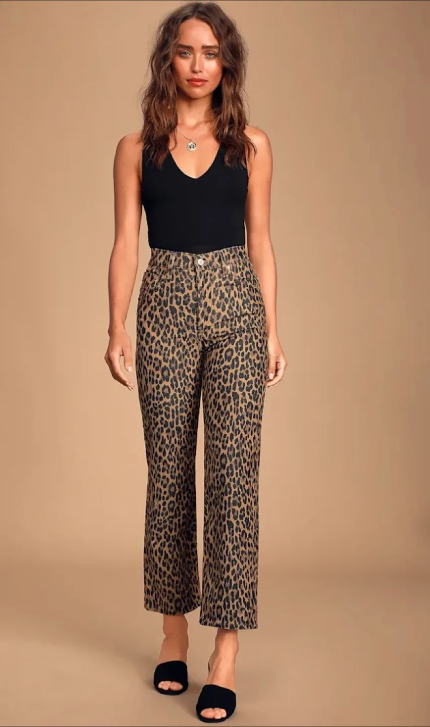 Levi's leopard print ribcage corduroy pants thumbnail