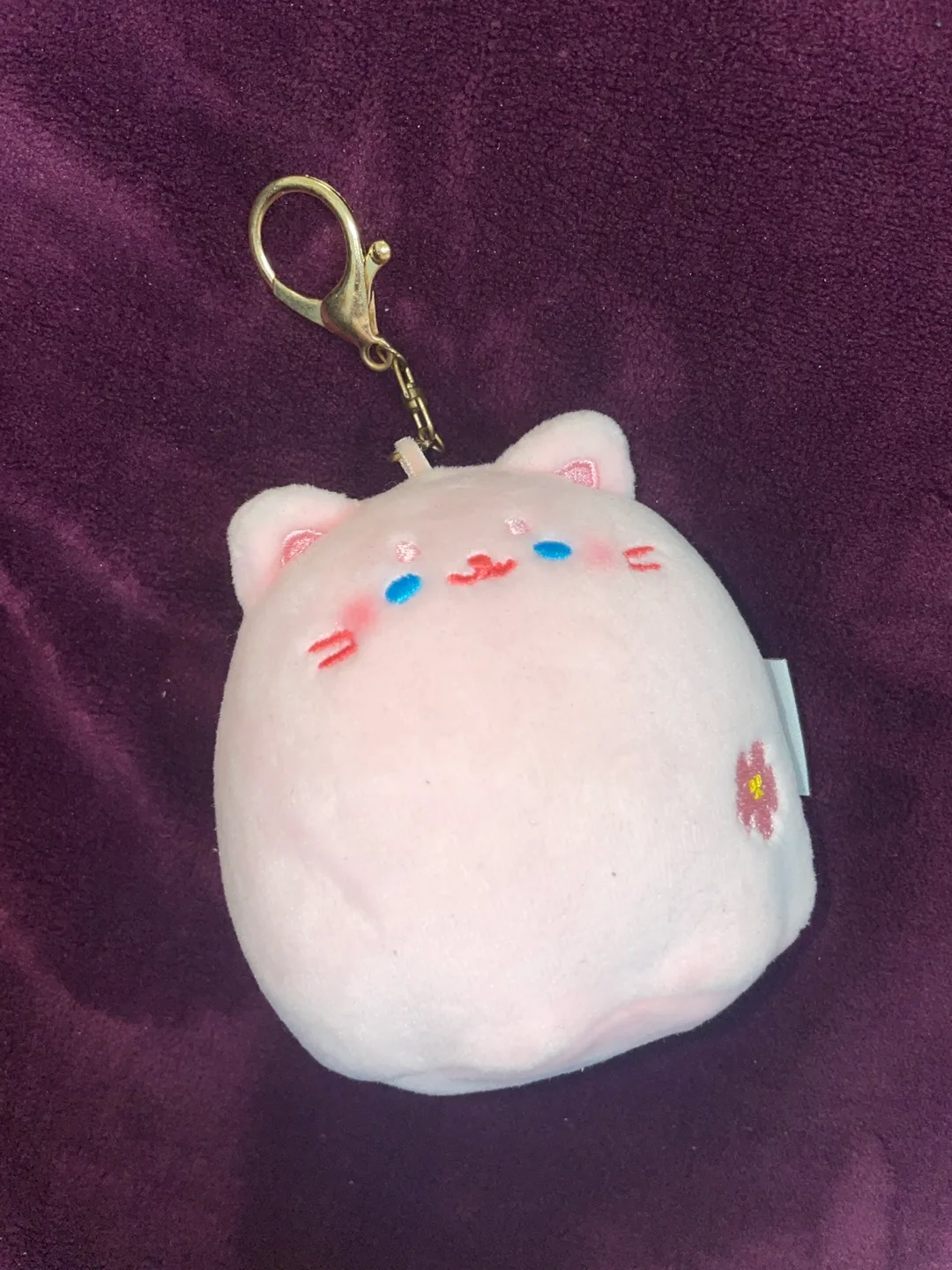 Adorable Pink Cat Plush Keychain thumbnail