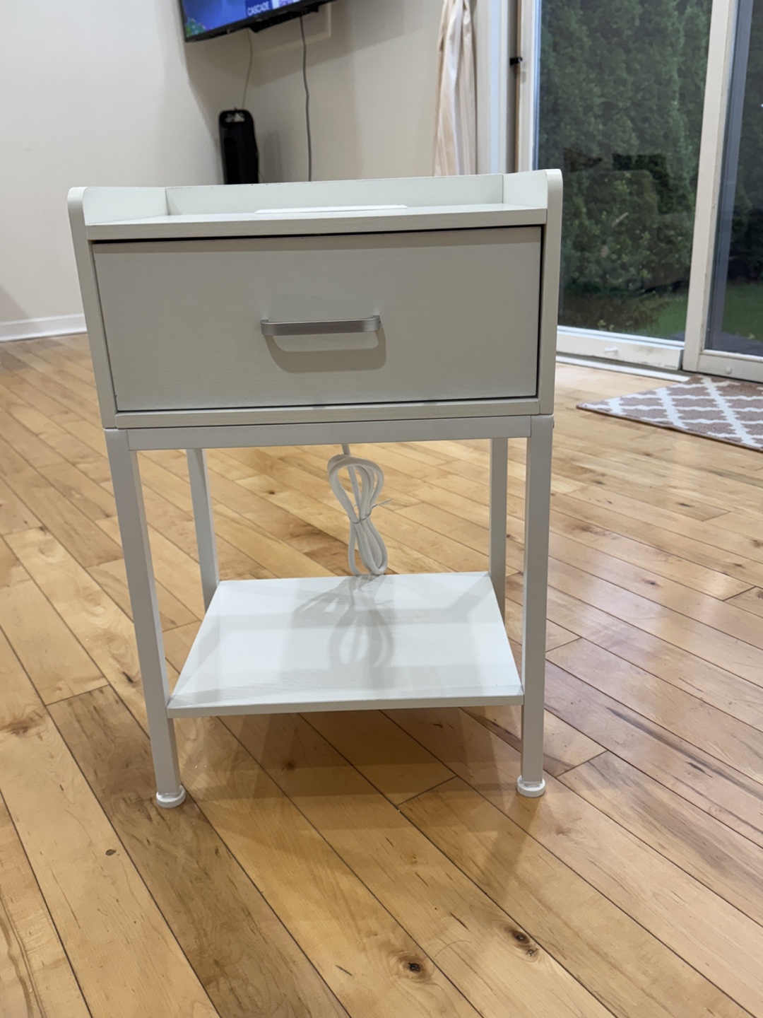 White Nightstand with Built-in Outlets and USB Ports