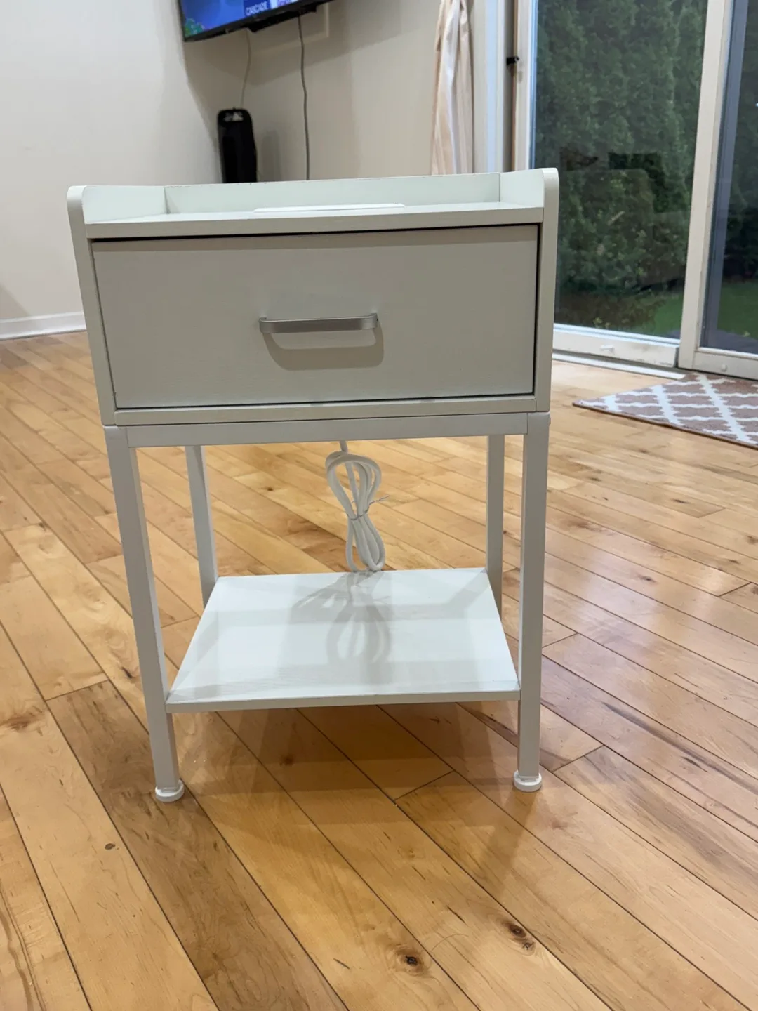 White Nightstand with Built-in Outlets and USB Ports thumbnail