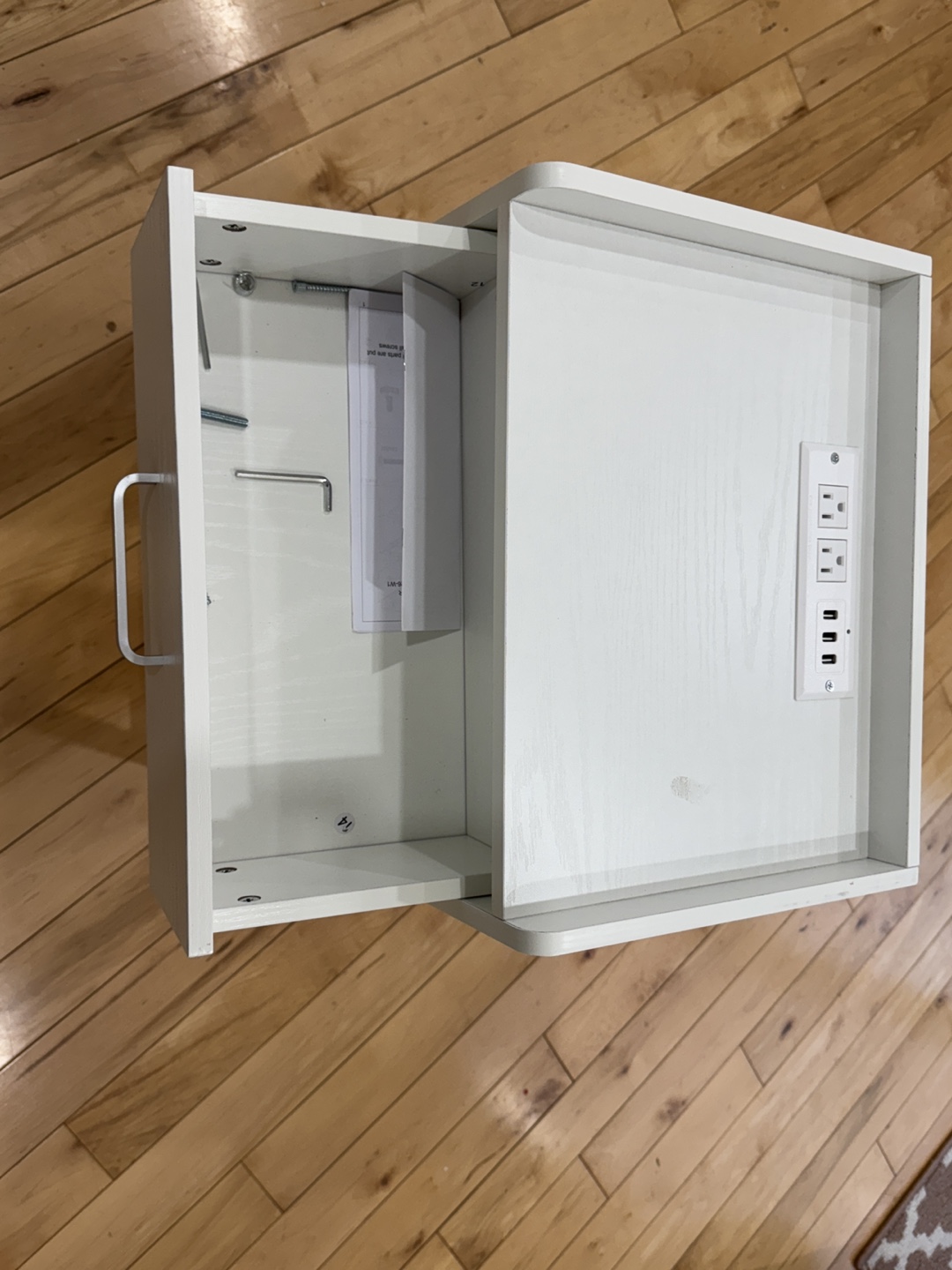 White Nightstand with Built-in Outlets and USB Ports - photo 2