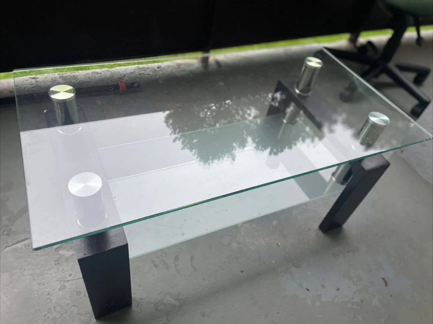 Glass and dark wood coffee table thumbnail