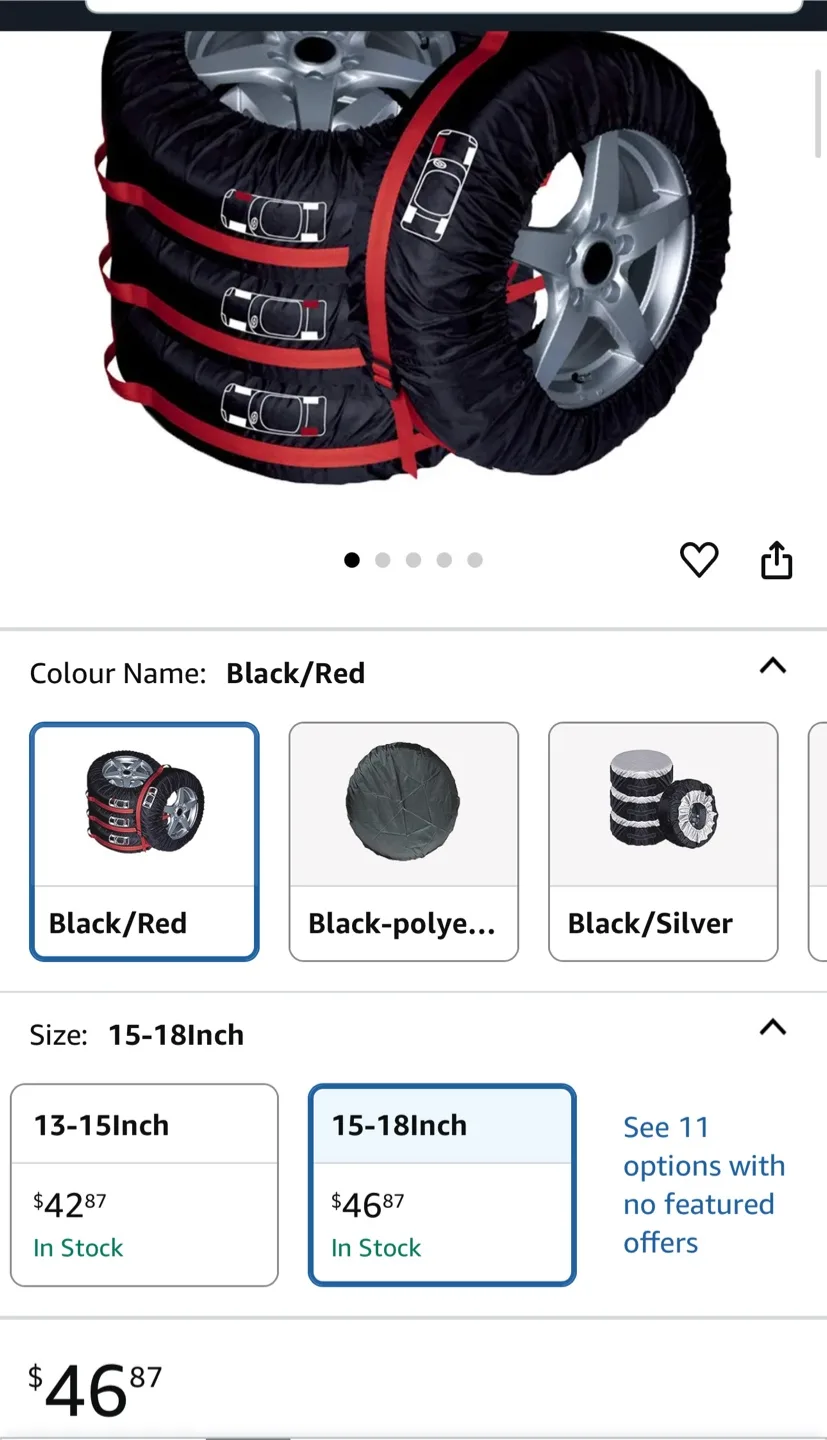 New. Set of 4 Wheel Storage Bags with Tie-Down Straps image indicator(6)