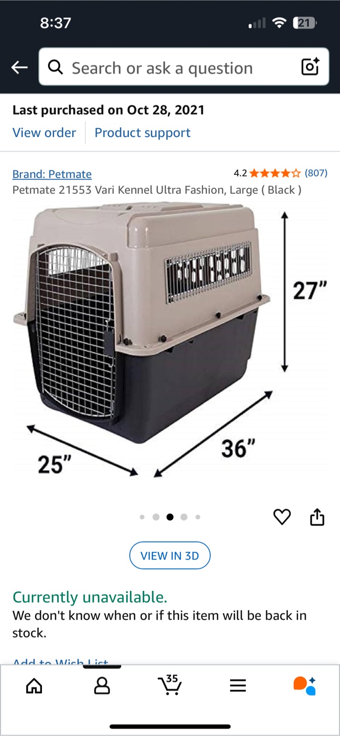 Kennel, Large Dog Crate, 36“