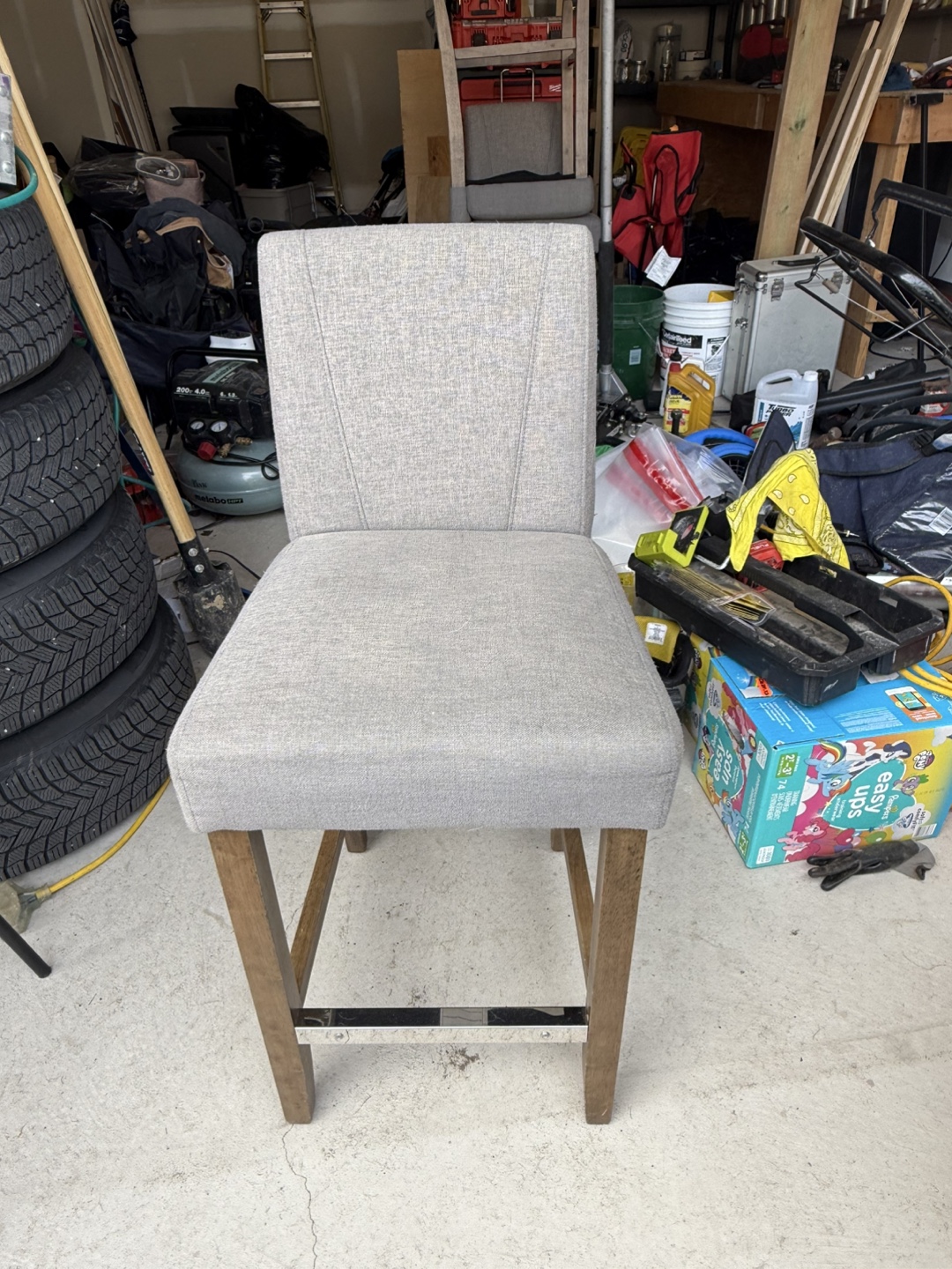 Grey Fabric Counter Stool