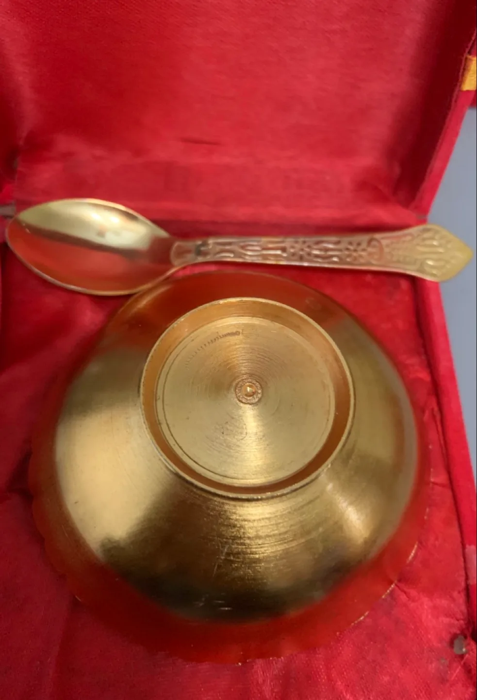 Set of Three Gold and Silver Bowls with Spoons image indicator(5)