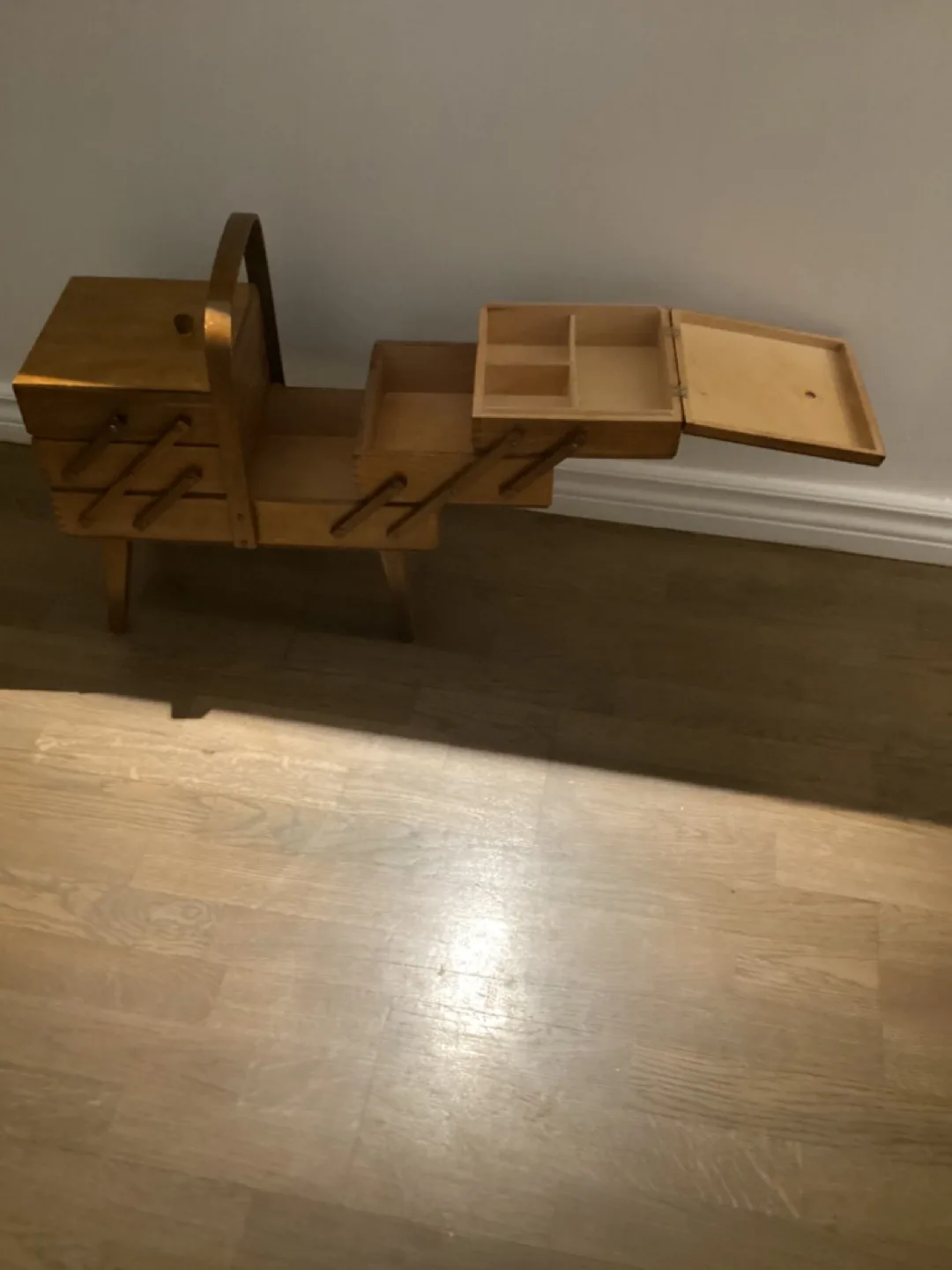 Vintage Wooden  Polish Accordion Sewing Box image indicator(6)