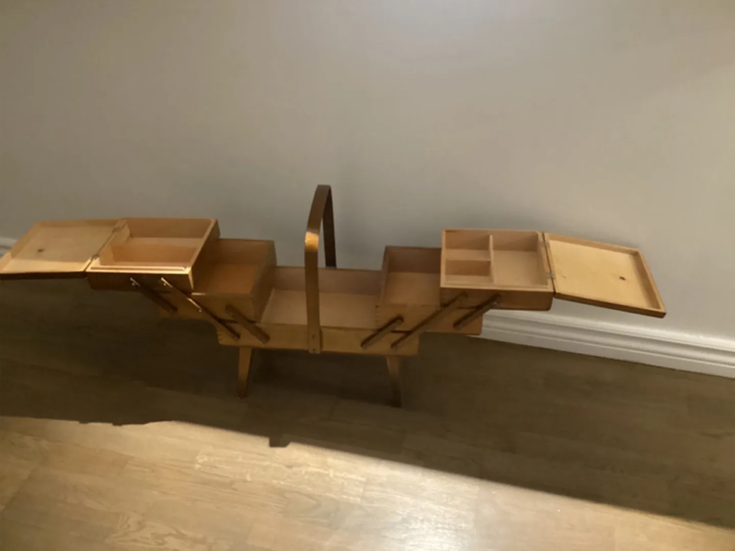 Vintage Wooden  Polish Accordion Sewing Box image indicator(4)