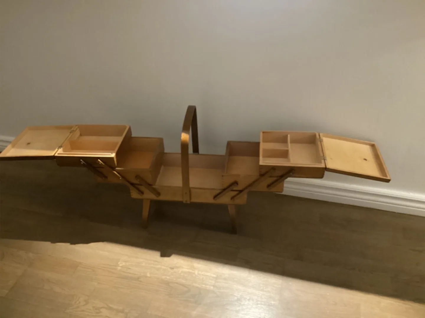 Vintage Wooden  Polish Accordion Sewing Box image indicator(7)