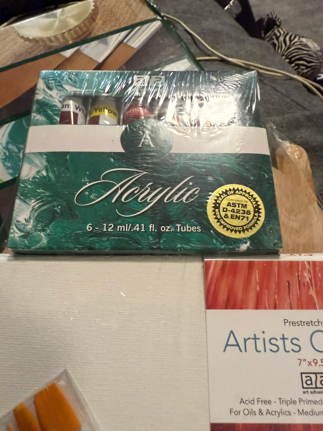 Acrylic Painting Set w/Easel, Canvas, Brushes, & Paints image indicator(3)