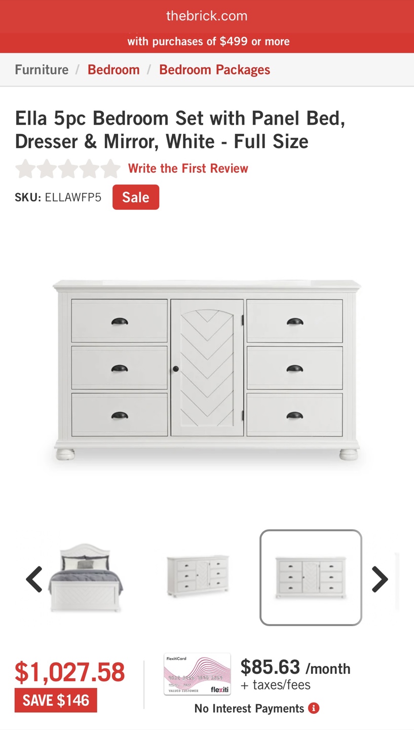 Ella 5-Piece Bedroom Set - White Dresser, Mirror & Panel Bed - photo 5