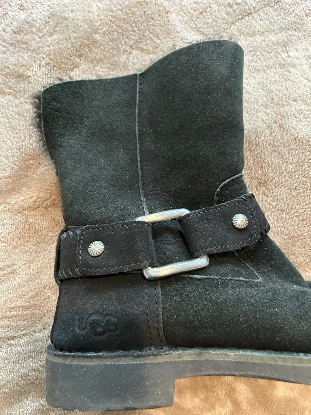 UGG Women's Black Suede Boots Size 8 image indicator(2)