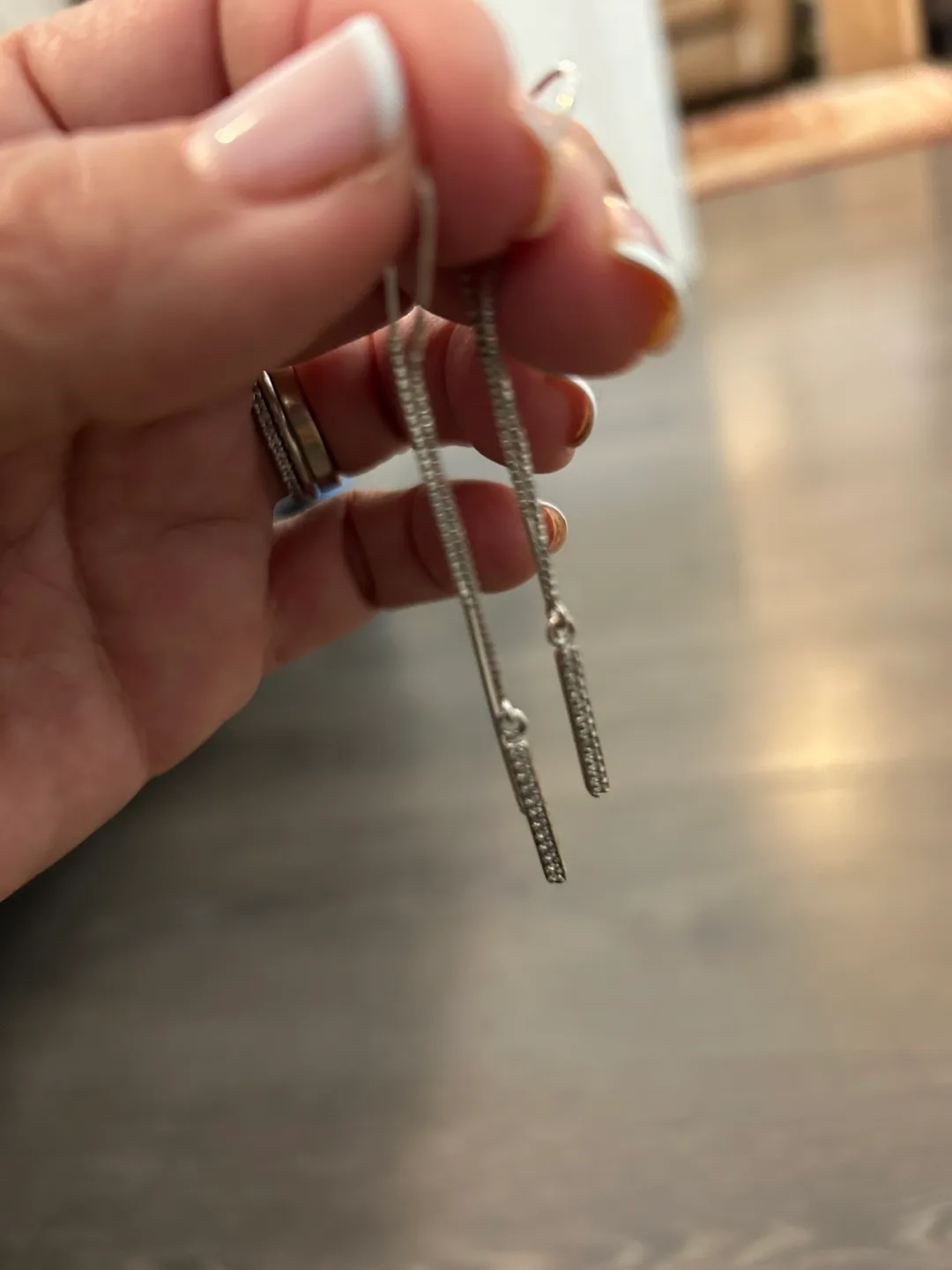 Silver CZ Dangle Earrings image indicator(2)