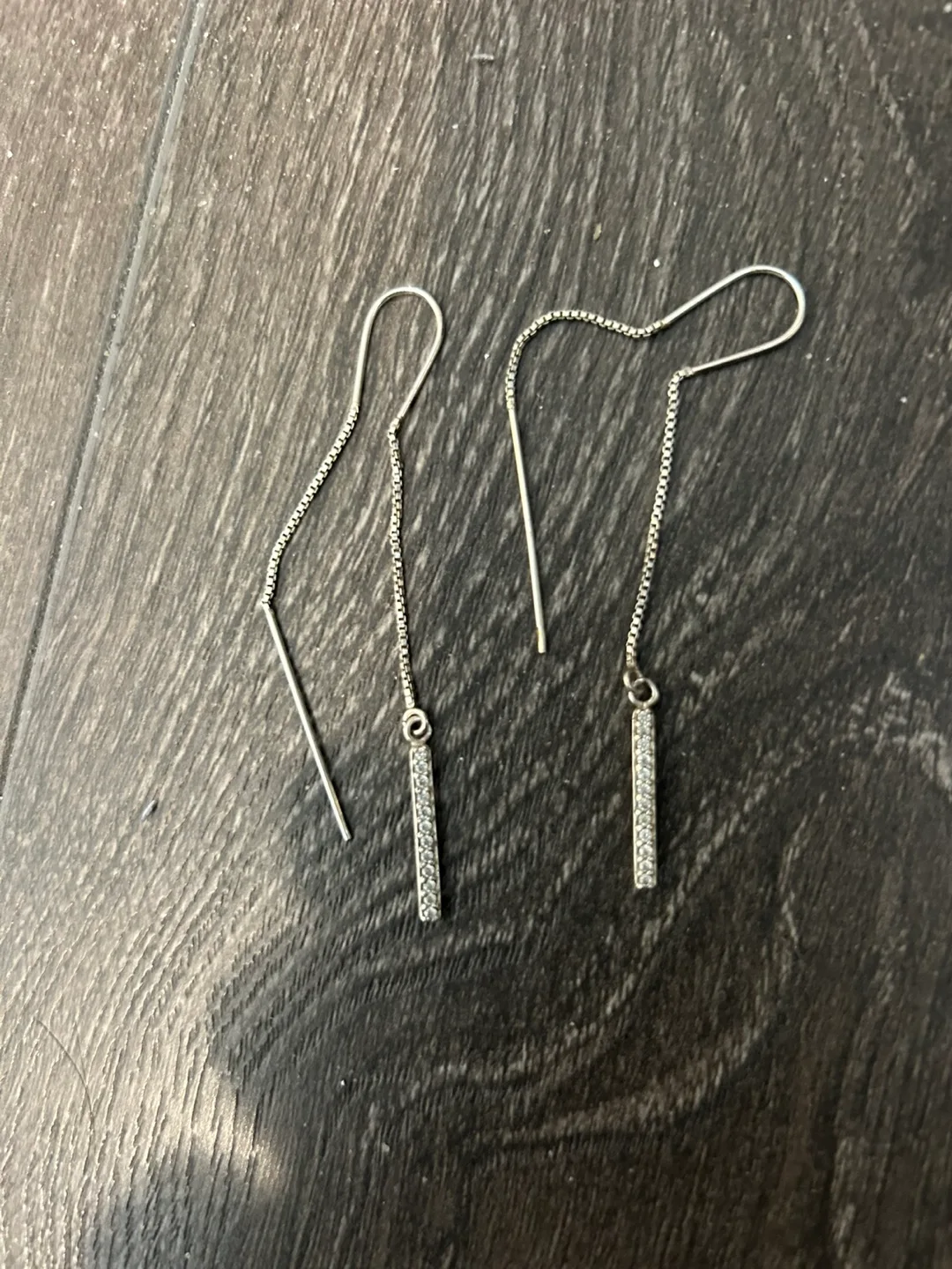Silver CZ Dangle Earrings thumbnail