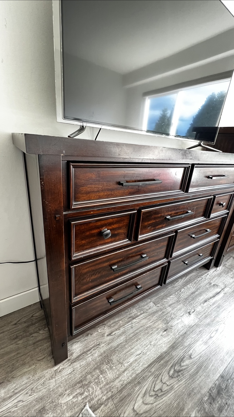 Dark brown wooden dresser pulled together 400 separately 200