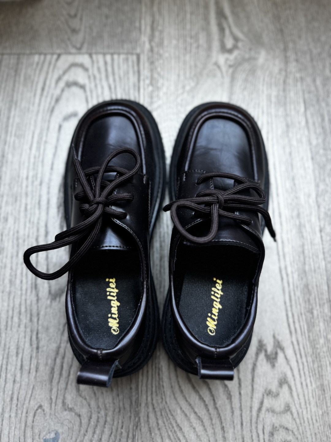 Brown Leather Platform Oxfords - photo 2