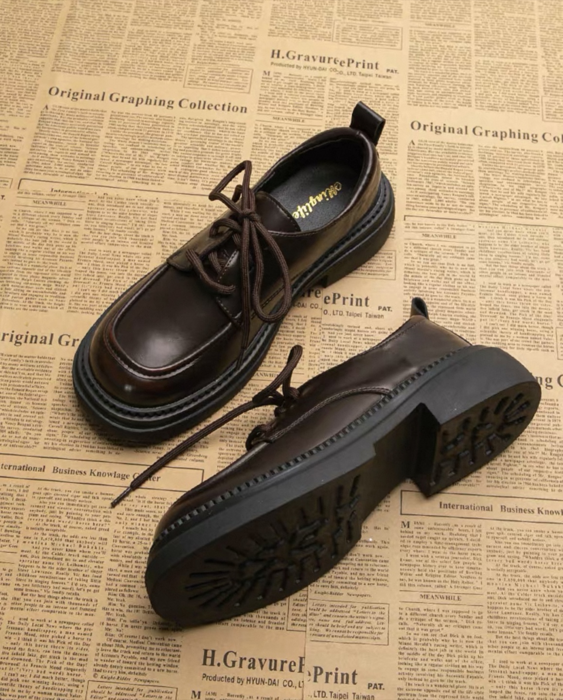 Brown Leather Platform Oxfords