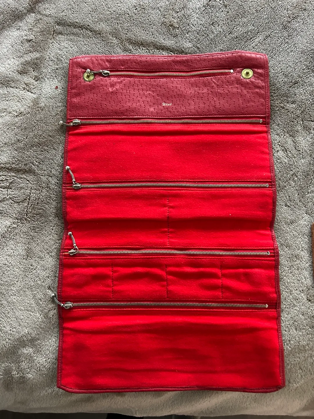 Red Leather Jewellery Roll & Clutch image indicator(2)