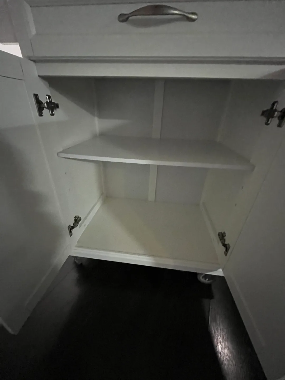 White Kitchen Cart with Butcher Block Top image indicator(3)