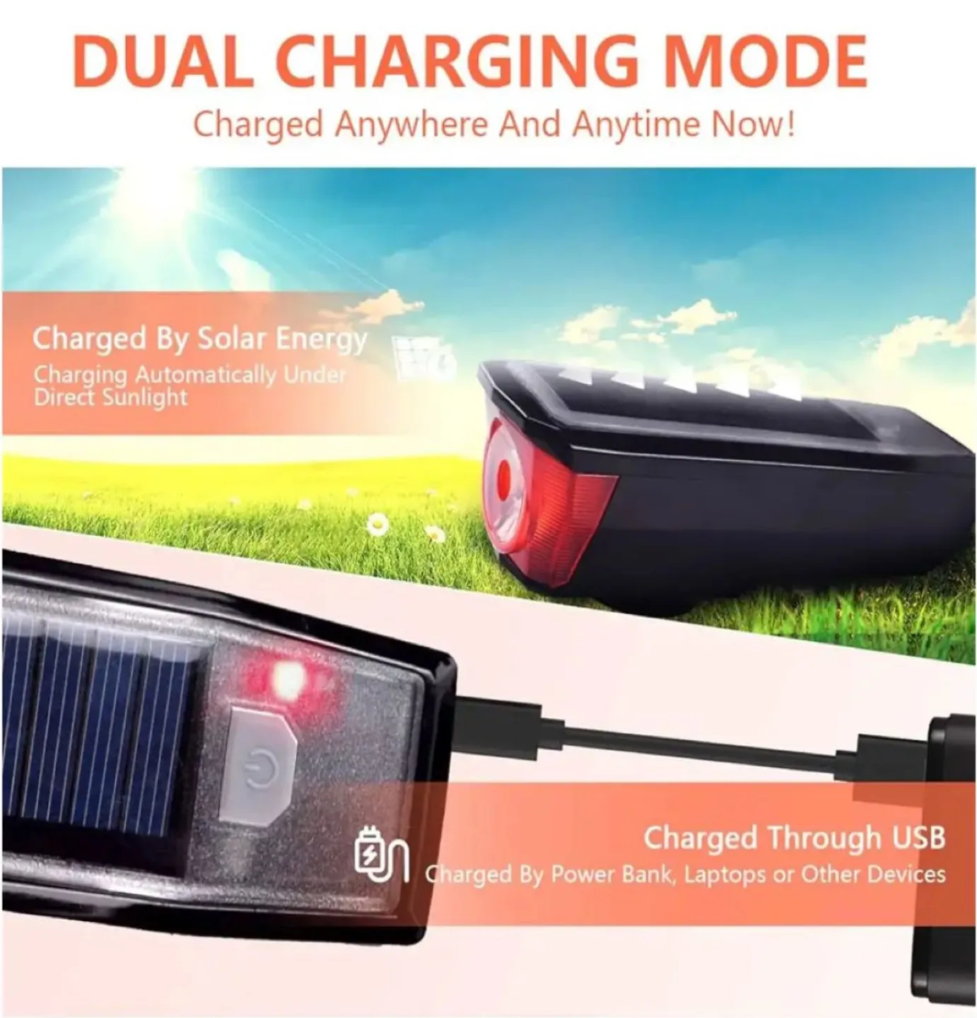 NEW - Solar Bike Tail / Headlight Light thumbnail