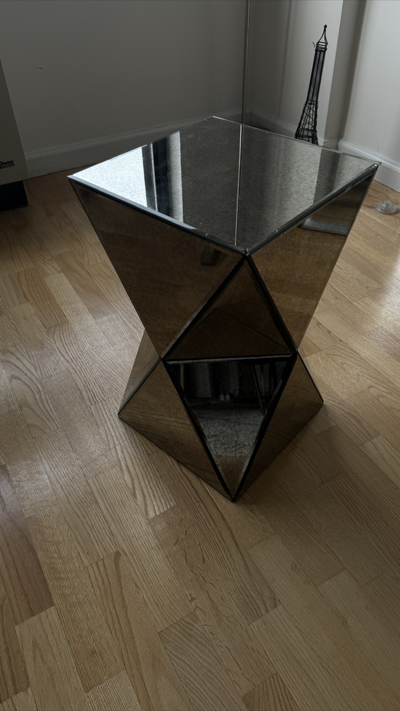 Geometric Mirrored Side Table