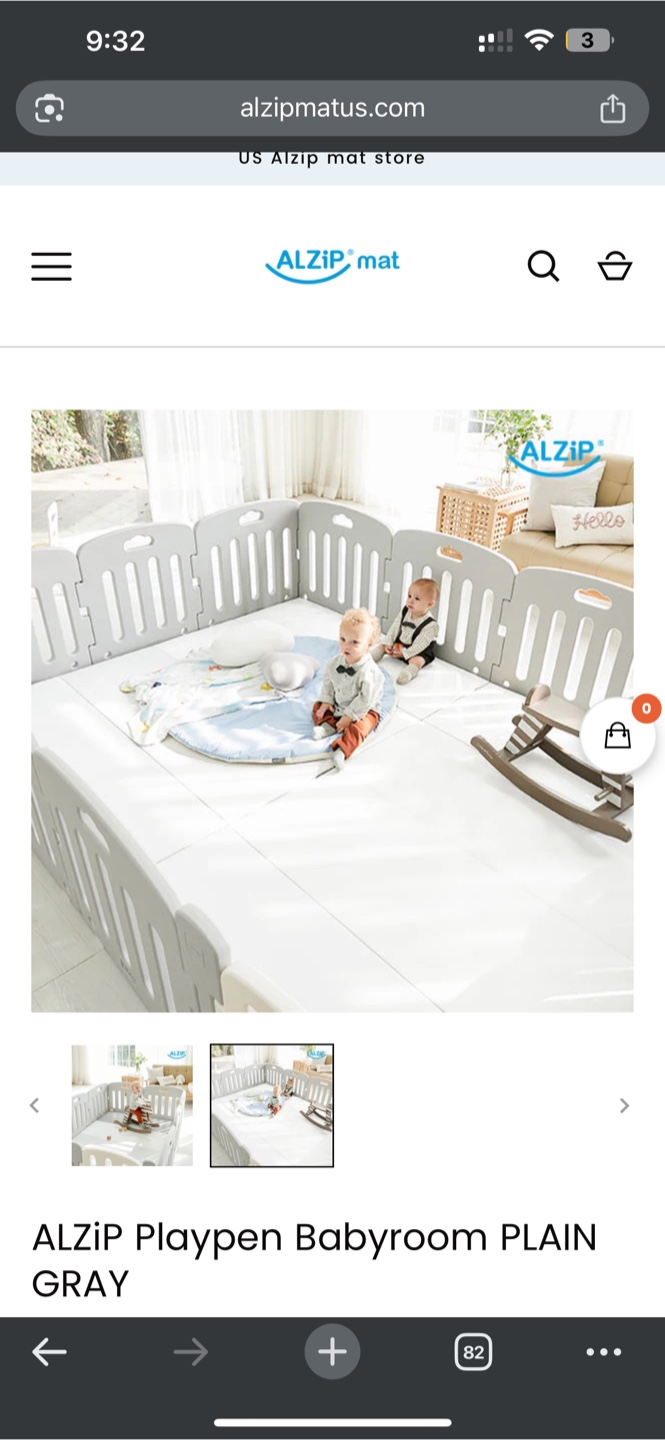Urgent- large-ALZIP Mat Playpen - Grey