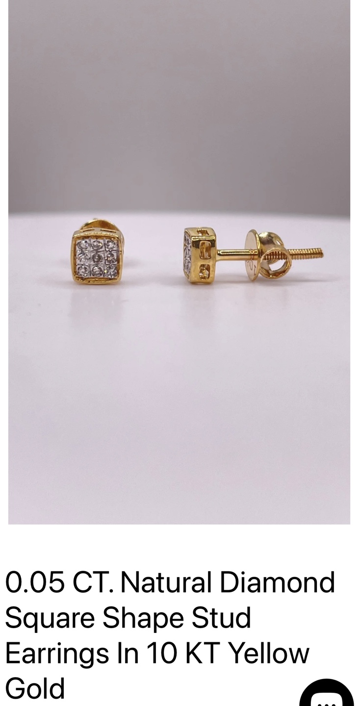 10KT Yellow Gold Diamond Stud Earrings - photo 3