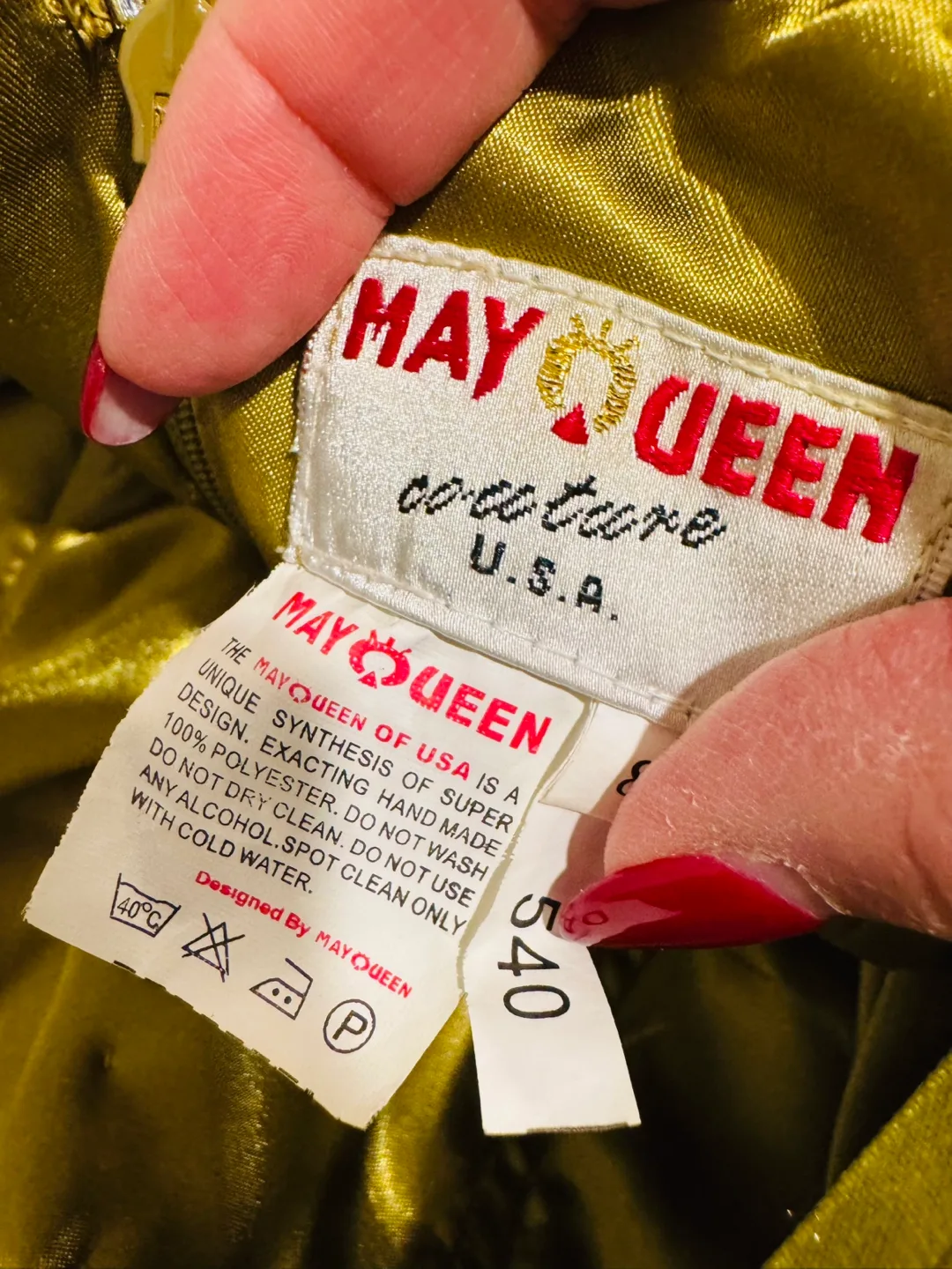 Stunning Olive Green Sequin and Satin Dress image indicator(4)