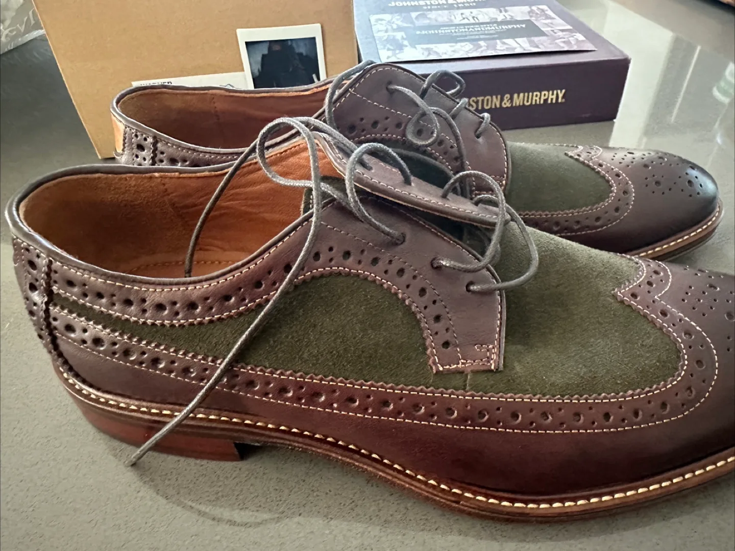 Johnston & Murphy Warner Wingtip Oxford Shoes - Size 10D thumbnail