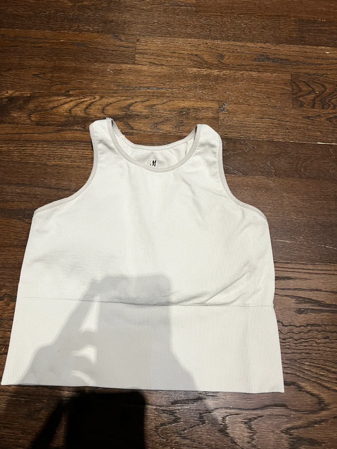 White Seamless Ribbed Sports Bra - Size Medium thumbnail