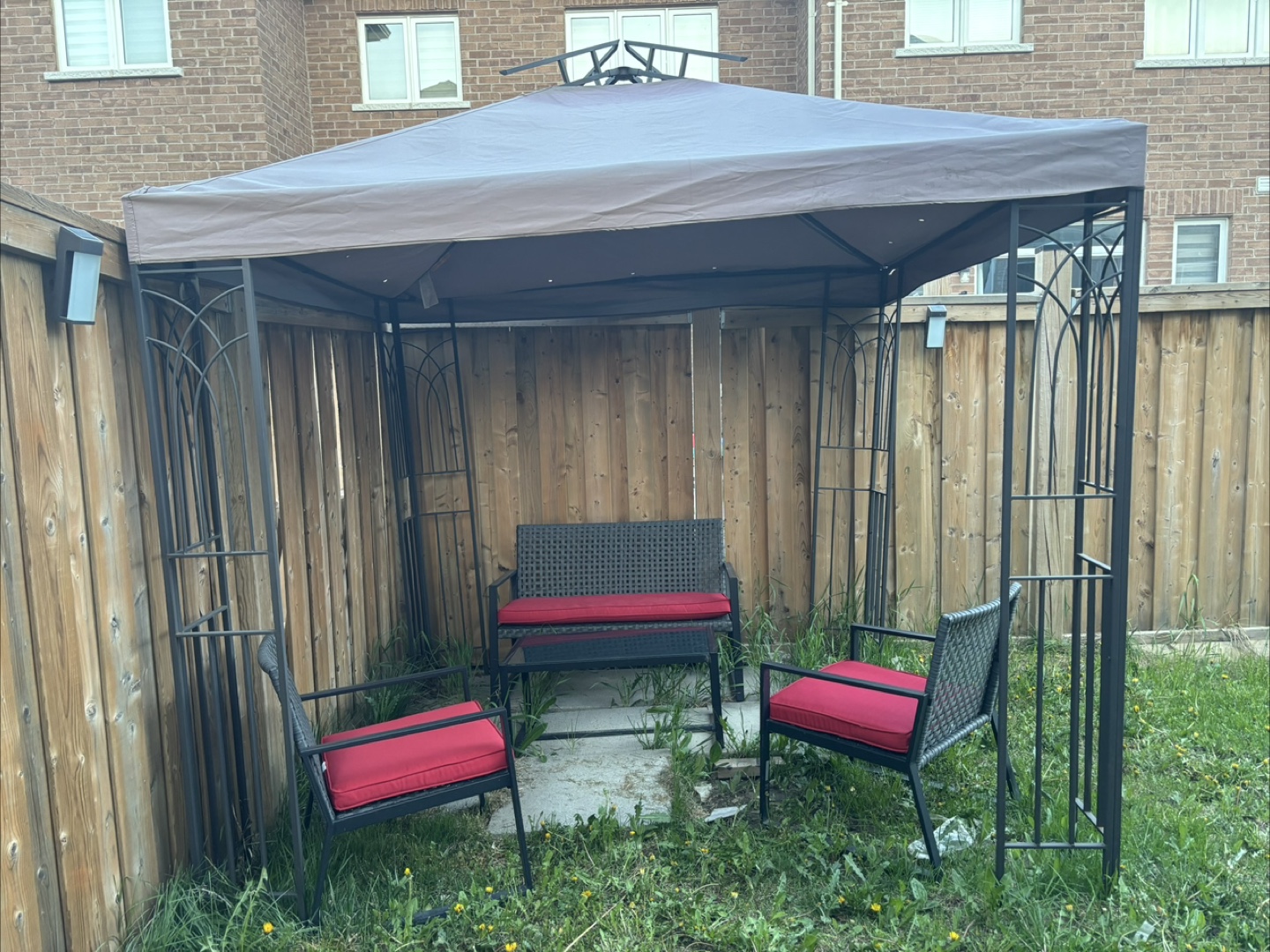 3-Piece Wicker Patio Set with Gazebo - photo 2