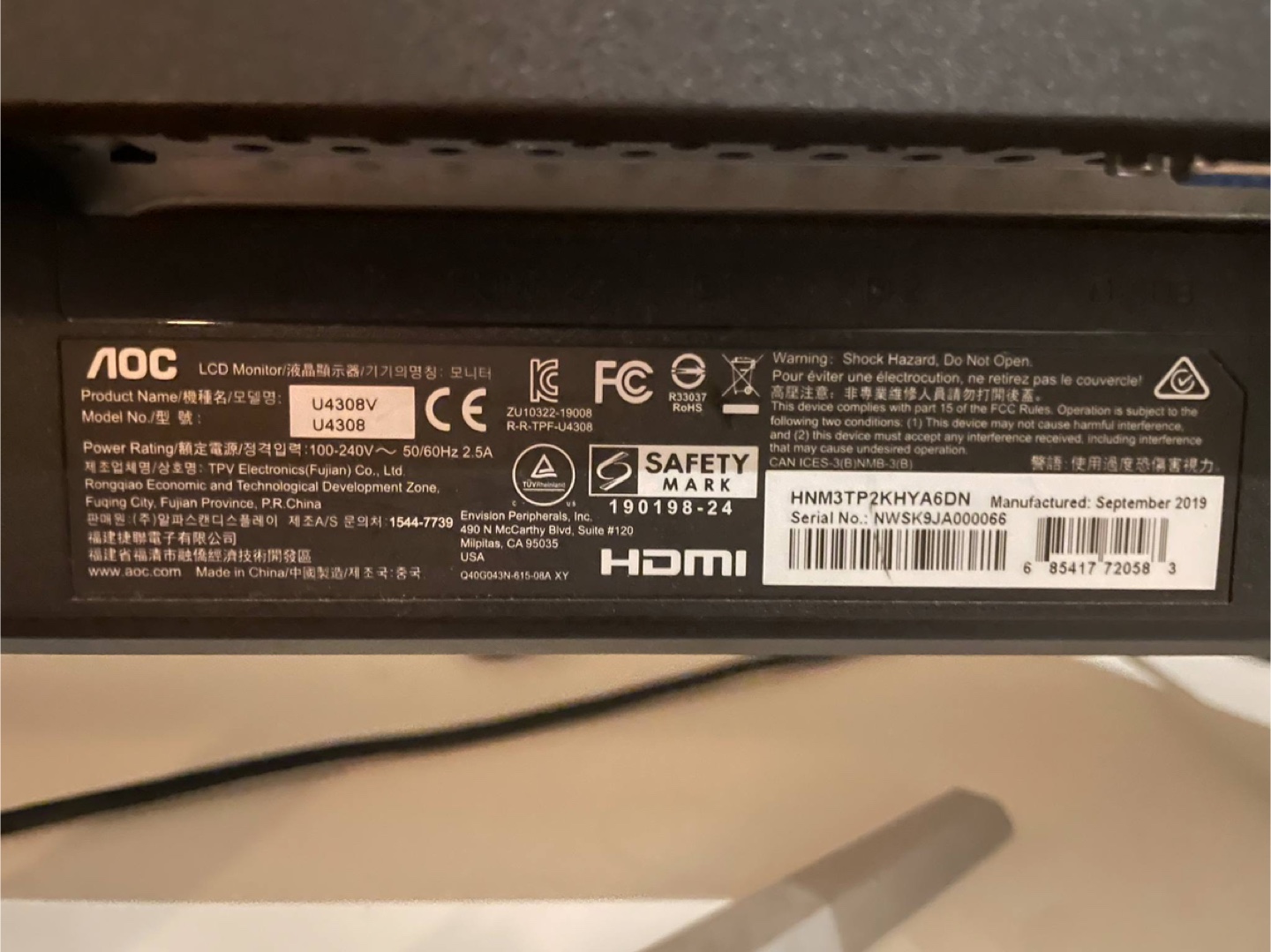 AOC 43 Inch LED 4K Monitor - photo 3