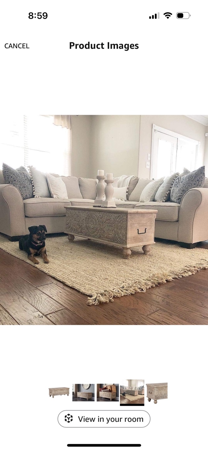 Ashley Boho Carved Wood Storage Bench - photo 5
