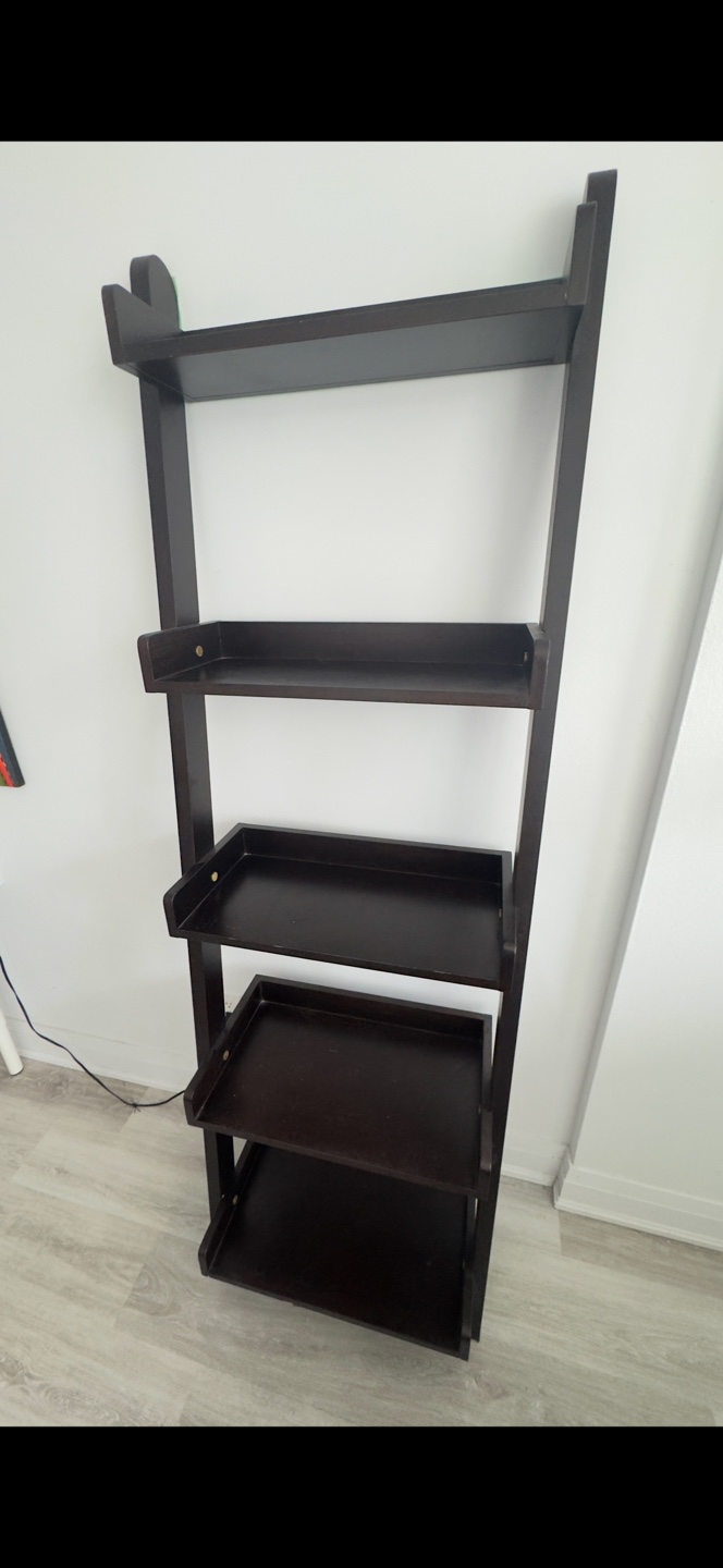 Dark Brown Ladder Bookshelf - photo 5