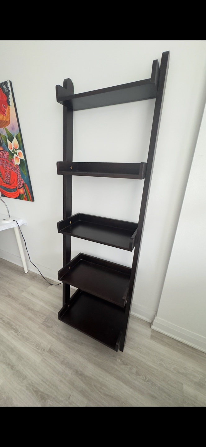 Dark Brown Ladder Bookshelf - photo 4