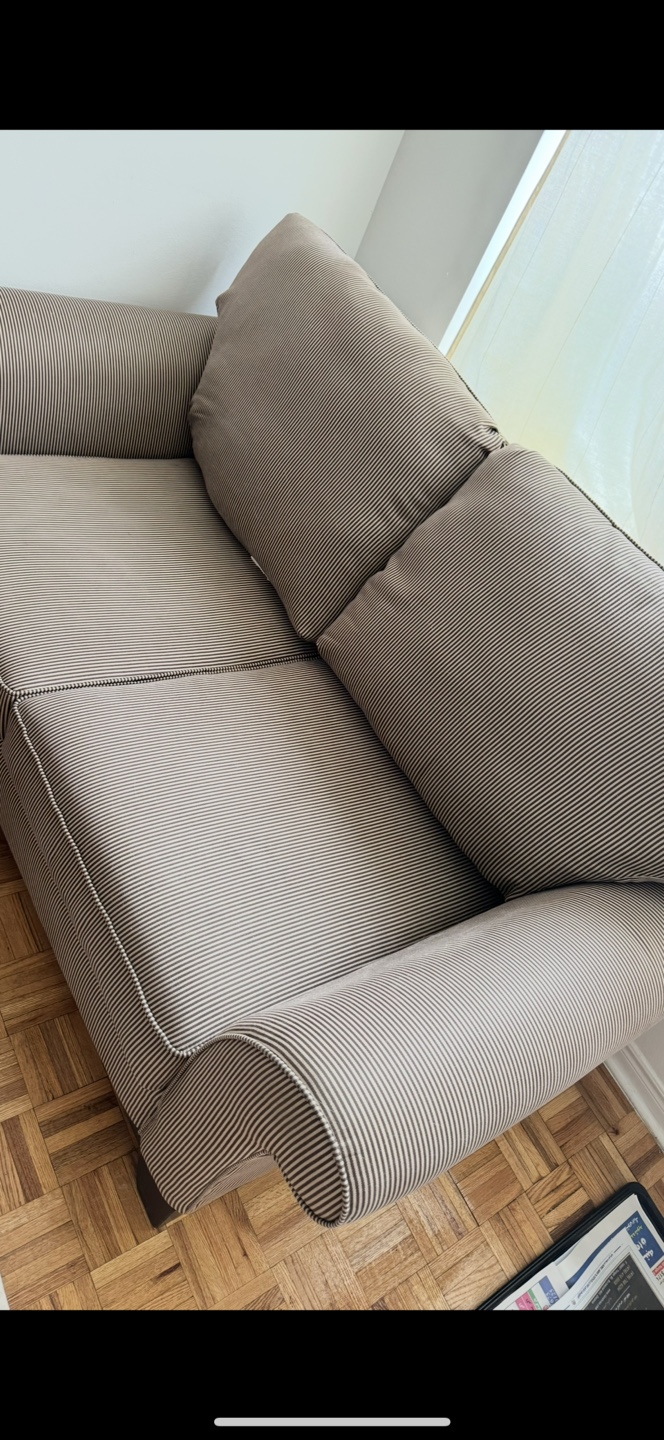 Brown and Beige Striped Fabric 2 seater sofa - photo 3