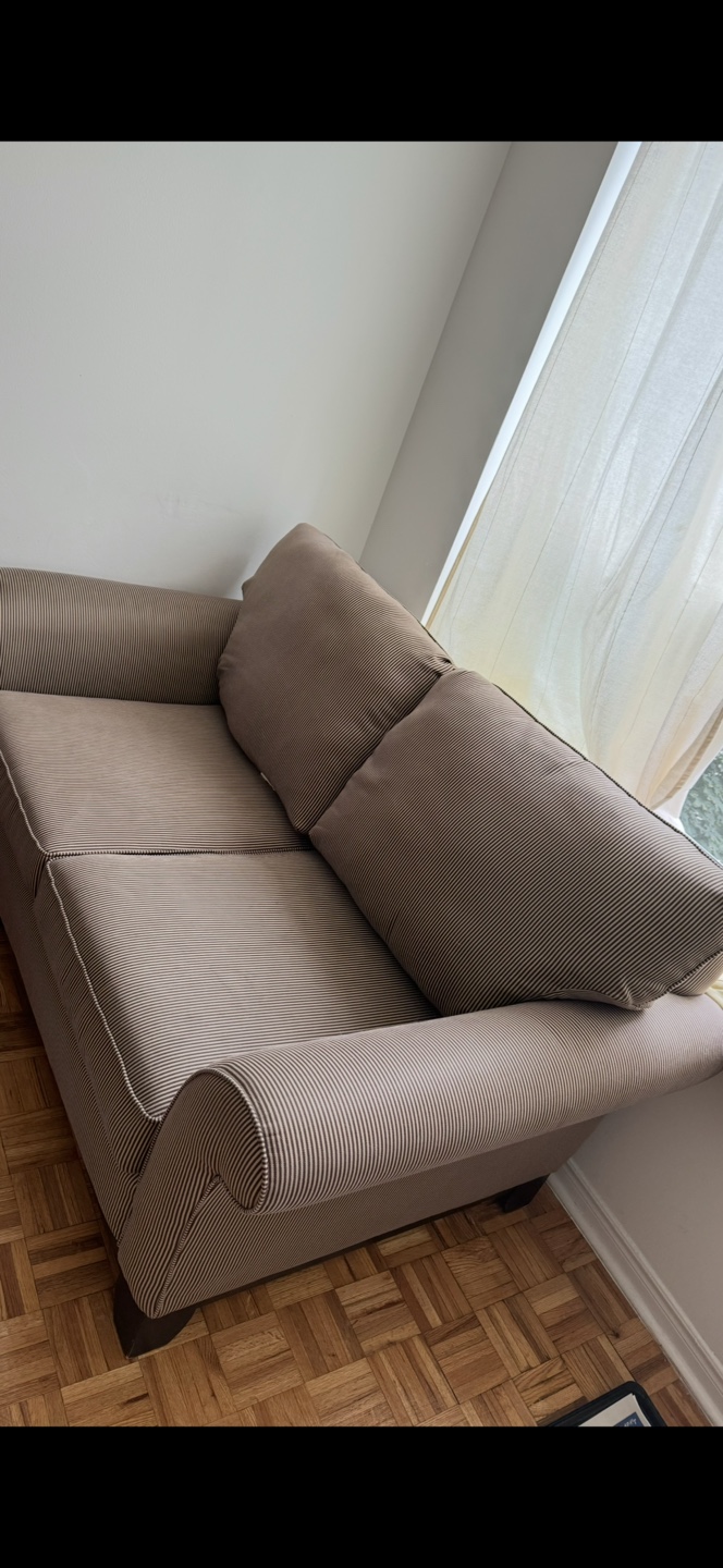 Brown and Beige Striped Fabric 2 seater sofa - photo 2