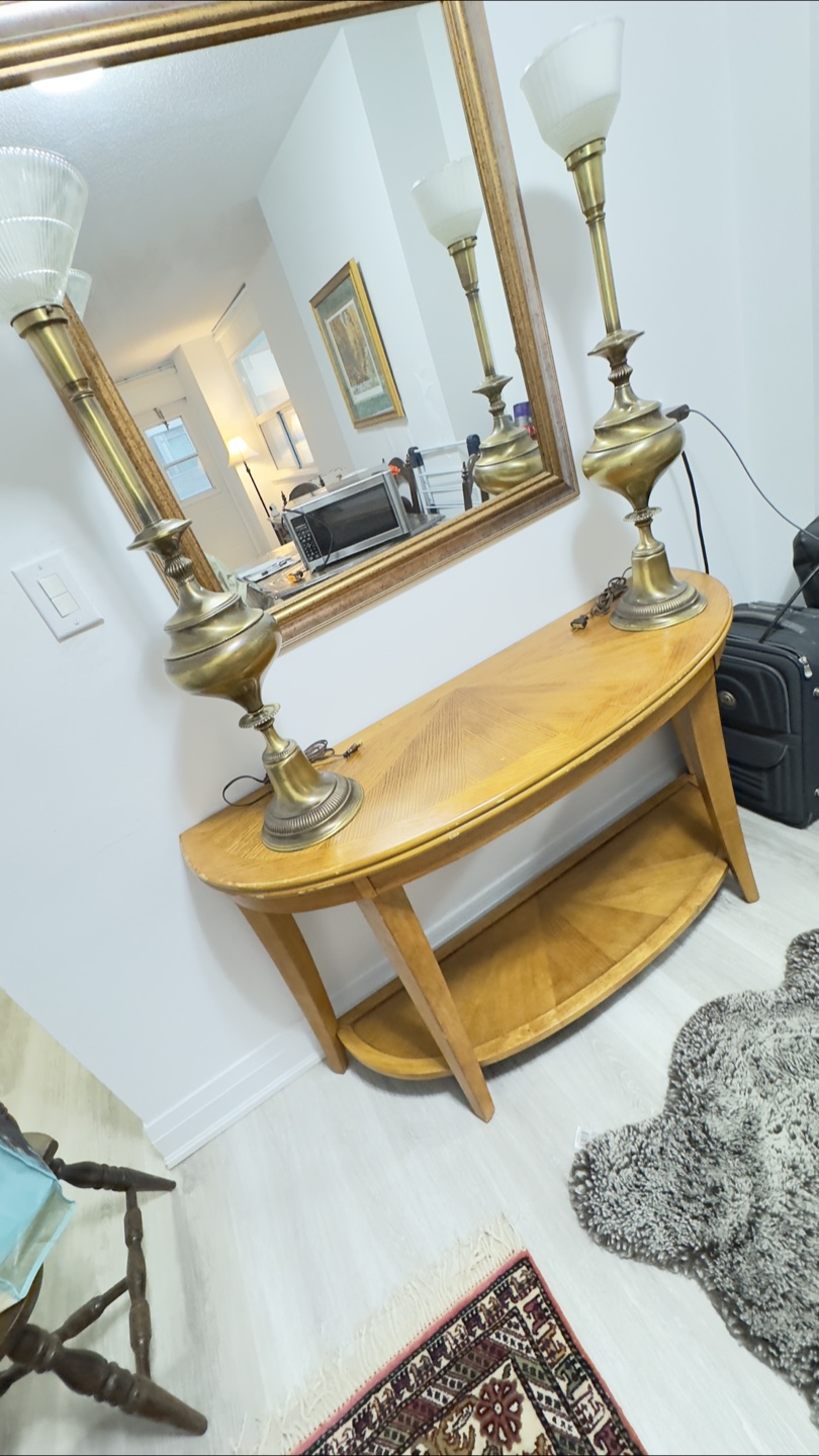 Half-Round Console Table with Shelf