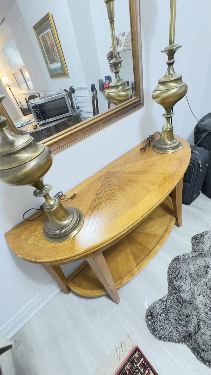 Half-Round Console Table with Shelf - photo 2
