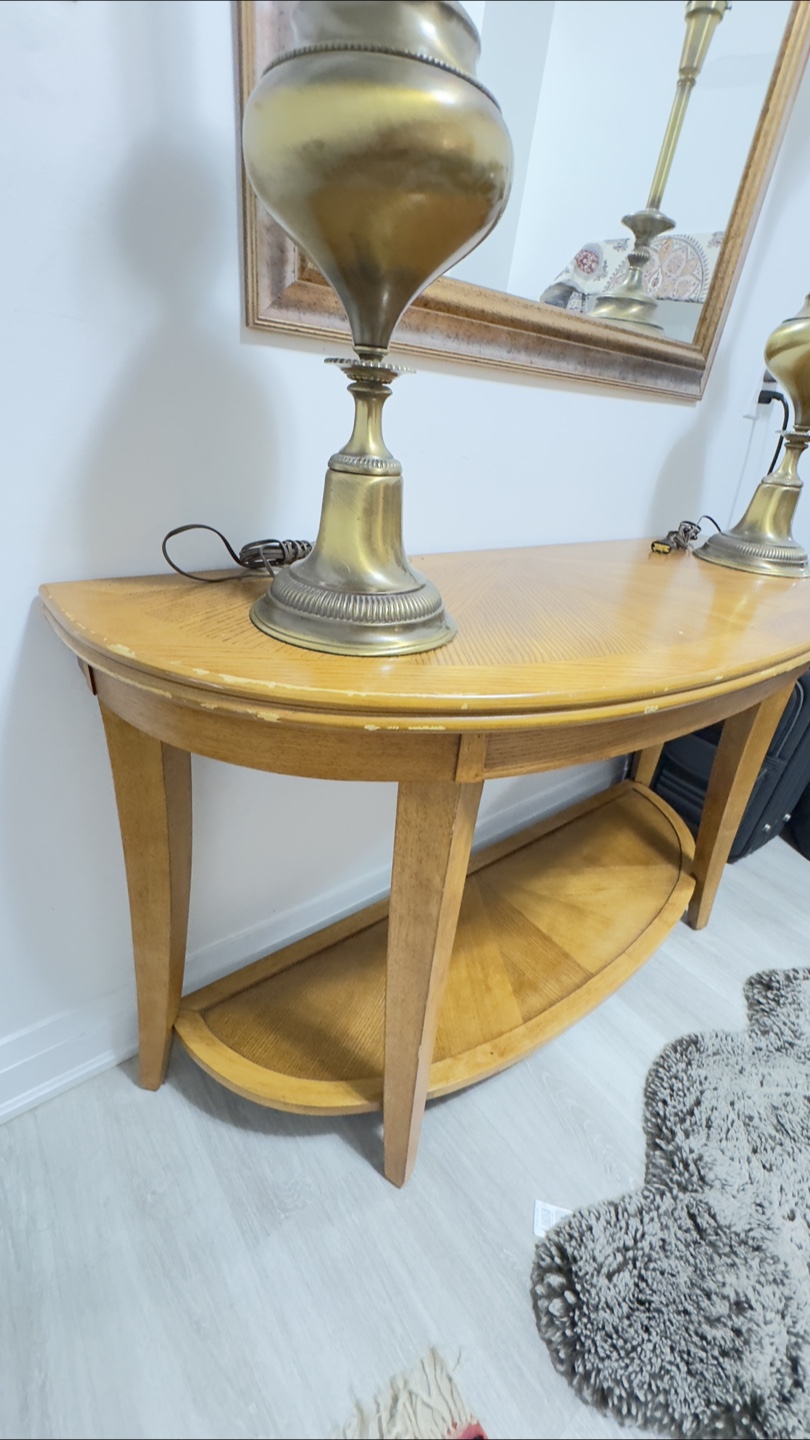 Half-Round Console Table with Shelf - photo 3