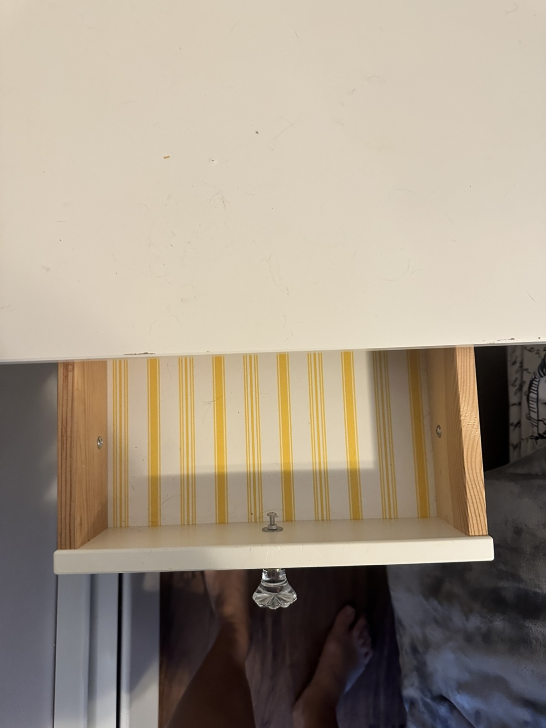 White Nightstand with Drawer - photo 3