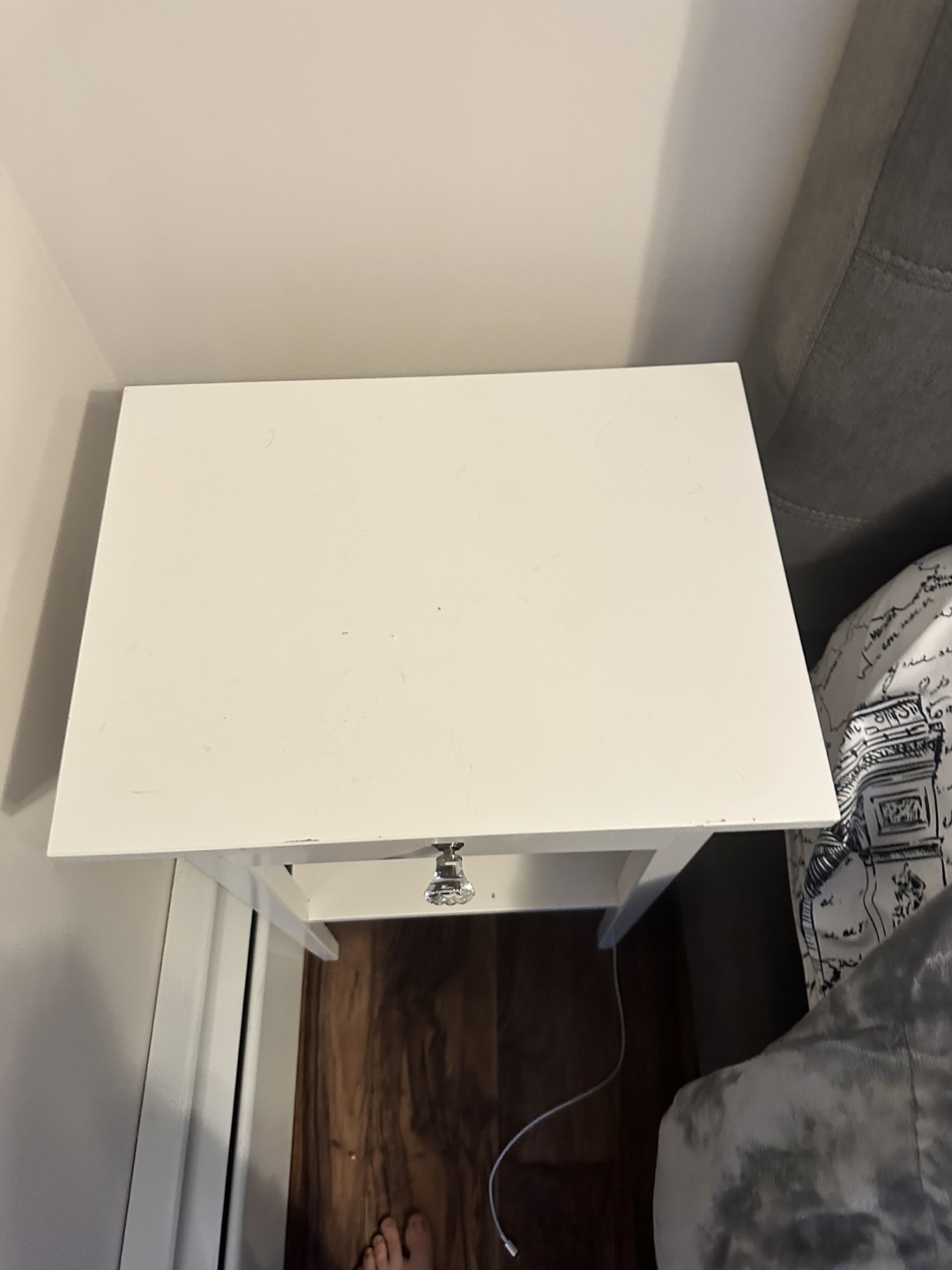 White Nightstand with Drawer - photo 2