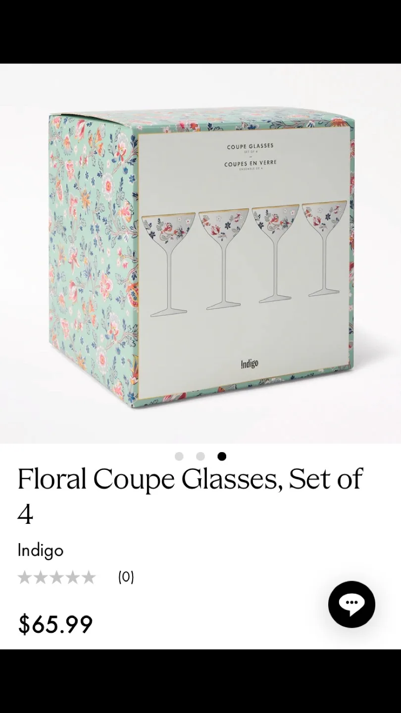 Gorgeous Floral Coupe Glass Set - Champagne, Cocktails, Dessert image indicator(4)
