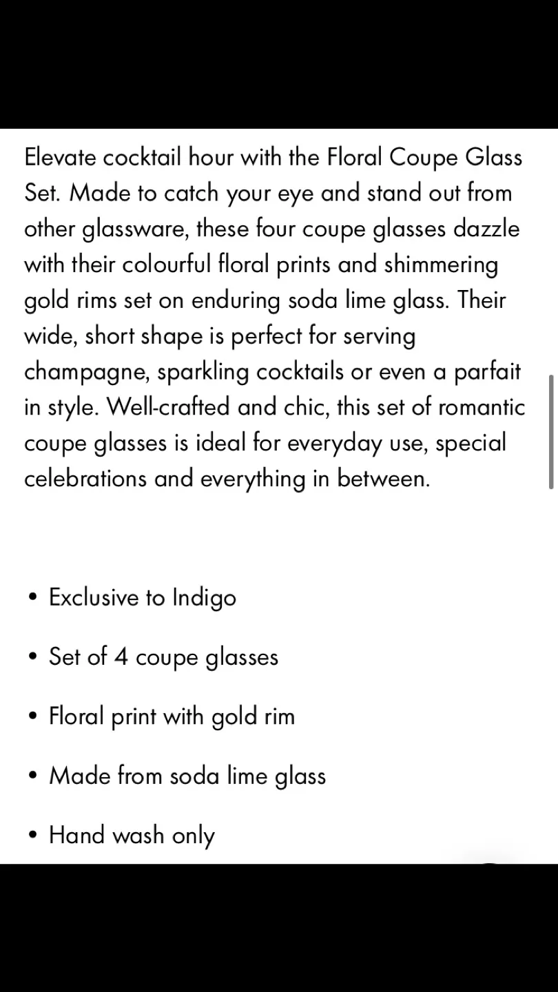 Gorgeous Floral Coupe Glass Set - Champagne, Cocktails, Dessert image indicator(3)